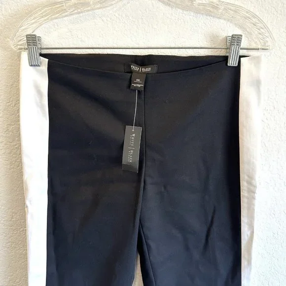 NEW White House Black Market Side Stripe Taper ankle Pants Black White Size 4 - Picture 3 of 7